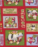 Christmas Fabric penguins as Santa Claus half yard