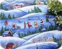 Christmas Fabric snowy landscape and lake half yard