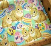 Ostern Stoff Osterhasen mit bemalten Eiern 0,5m
