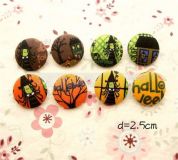 Halloween buttons witch ghost house button 8 pcs