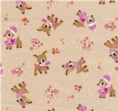 cute baby deer Kokka Fabric from Japan brown LIMITED