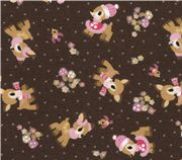 cute baby deer Kokka Fabric from Japan dark-brown LIMITED