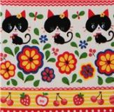 black cat Kokka Fabric from Japan kawaii half yard