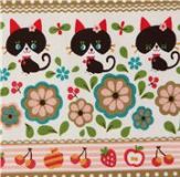 black cat Kokka beige Fabric Japan kawaii half yard