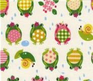 Frog Prince white Kokka Fabric from Japan kawaii half yard