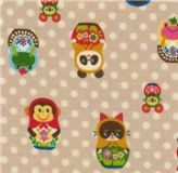 Matryoshka Animals brown Kokka Fabric Japan kawaii half yard