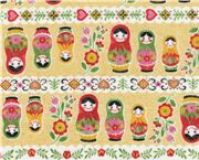 Matryoshka yellow Kokka Fabric Japan kawaii half yard