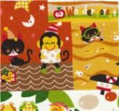 Monkey Kitty orange Kokka Fabric Japan kawaii half yard