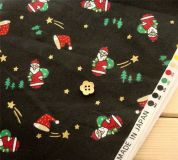 Santa Claus Fabric with pine trees and stars half yard