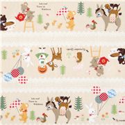 beige Bremen Town Musicians Push PIN X Kokka Fabric