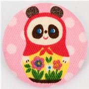grosser Matroschka Panda Knopf pinker Kokka Stoffknopf