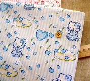 blue Hello Kitty Fabric birthday present hearts 0.5m