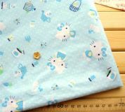 blue Hello Kitty Fabric with pink hearts kawaii 0.5m