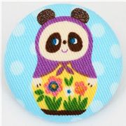 blue big panda matryoshka button Kokka fabric button