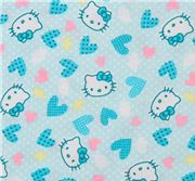 blue kawaii fabric with Hello Kitty heads 0.5m