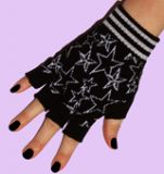 black fingerless gloves with stars