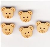 cute wooden buttons bears kawaii 5 pcs