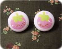 cute fabric buttons strawberry kawaii 2 pieces - Buttons - Hobby Supplies - kawaii shop modes4U - cute clothes, bags, accessories, stationery and more