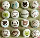 cute kawaii animals buttons light-blue 16 pcs