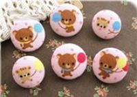 cute kawaii bear cats buttons 6 pcs