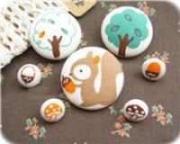 kawaii cute squirrel mushroom buttons 7 pcs