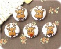 cute reindeer christmas buttons 5 pcs