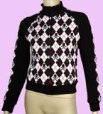 black-white sweater with skulls & checker size S