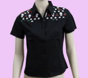 schwarzes Totenkopf Kirsch T-Shirt Bluse Gr S