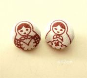 cute Russian matryoshka buttons 6 pieces