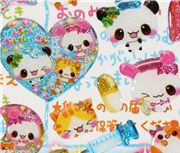 cute glitter sticker Crux panda & bunny as doctor