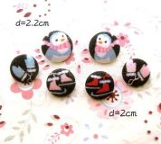 cute penguin buttons iceskating winter button 6 pcs