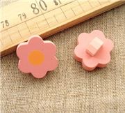 cute pink flower wooden button kawaii 1 pc
