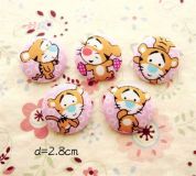 cute pink tiger buttons circle button 5 pcs