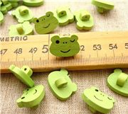 cute small wooden button blinking frog 1 pc