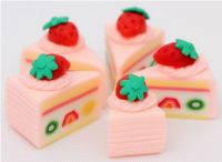 cute strawberry cake pieces miniature deco kawaii 5 pcs