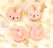 cute wooden button pink bunny kawaii 1 pc