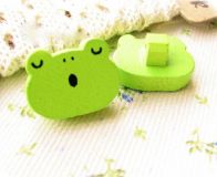cute wooden button tired frog kawaii 1 pc