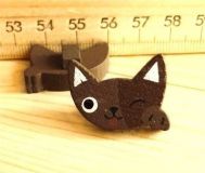 cute wooden button winking cat kawaii 1 pc