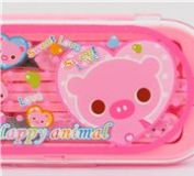 Pinkes Bento Besteck Set Kawaii Schweinchen