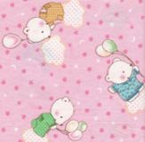 rosa kawaii Stoff mit B�ren und Luftballons 0,75m