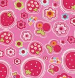 pink kawaii fabric with strawberries and flowers 0.5m
