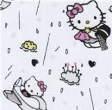 white kawaii Hello Kitty Fabric Rain Clouds 0.5m