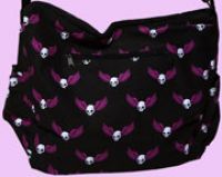black Canvas bag with skulls & wings