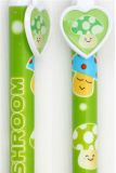 gr�ner Fliegenpilz Bleistift mit Pilzen und Herz kawaii
