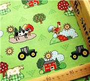 green tractor fabric with farm cow John Deere 0.5m