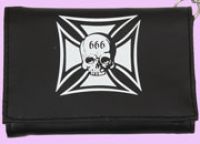 black wallet Iron Cross skull 666