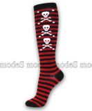 Loungefly black-red skull stripes knee socks