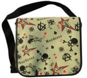 beige Messenger Bag with skulls and murderer