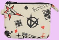 beige small wallet with Murderer-Print