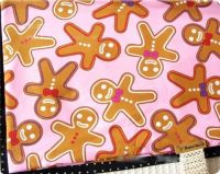 pink Christmas Fabric big gingerbread man half yard
